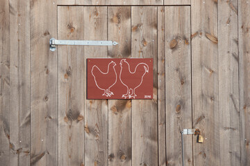 Entrance door to chicken coop in Bredebolet in Skaraborg in Vaestra Goetaland in Sweden