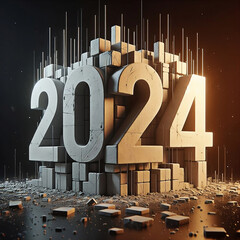 new year 2024 made of concrete