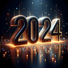 3d 2024 letters black & gold