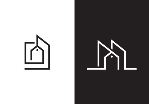 building with sale logo design. simple modern line symbol icon template