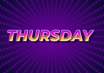 Thursday. Text effect in 3D look with gradient purple yellow color