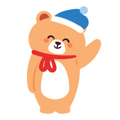 hand drawing cartoon bear. cute animal sticker for kids, cute animal doodle