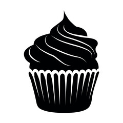 Cupcake black vector icon on white background