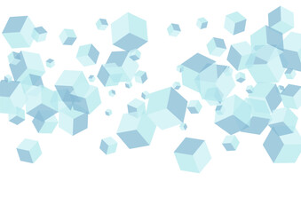 Gray Block Background White Vector. Square Flow Card. Blue-gray Geometric Light Illustration. Spatial Texture. Monochrome Particles Cube.