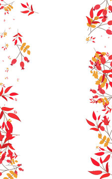 Green Leaves Background White Vector. Berries Decoration Set. Burgundy Leaf Pattern. Wallpaper Frame. Herb Material.