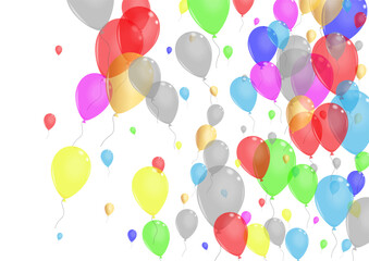 Yellow Balloon Background White Vector. Balloon Happy Template. Colorful Shiny. Multicolor Toy. Flying Shine Design.