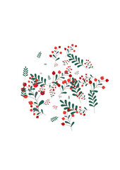 Burgundy Rowan Background White Vector. Leaf Decor Illustration. Pink Foliage Forest. Object Design. Berries Simple.