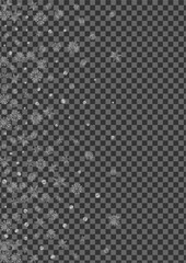 Silver Confetti Background Transparent Vector. Dot Light Texture. Metal Snow Macro. Grey Winter Pattern.