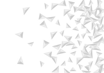 Grizzly Pyramid Background White Vector. Fractal Shadow Backdrop. Greyscale Blank Tile. Element Trendy. Gray Origami Illustration.