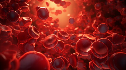 Red blood cells in the body. Generative AI.