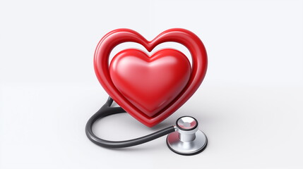Symbol medical : heart with stethoscope. Generative AI.