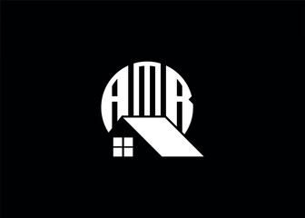 Real Estate Letter AMR Monogram Vector Logo.Home Or Building Shape AMR Logo.