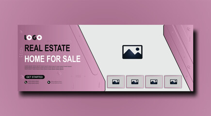 Creative real estate home facebook cover and web banner template  design