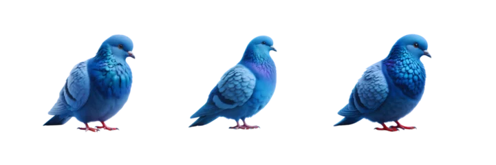 Deurstickers Set of Blue dove or pigeon, isolated over on transparent white background. © Mithun