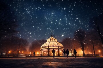 Fototapeta premium Ice Skating Under the Stars - Generative AI