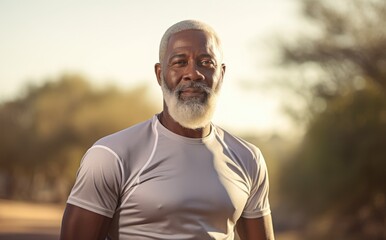 A man with a white beard wearing a white t - shirt