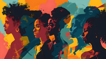 Illustration of abstract background for Black History Month featuring equality, justice, racism, and discrimination, - obrazy, fototapety, plakaty