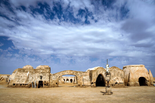 Nefta, Tunisia - October 14, 2006: Remains of George Lucas Star Wars The Phantom Menace movie set of Mos Espa near Nefta town