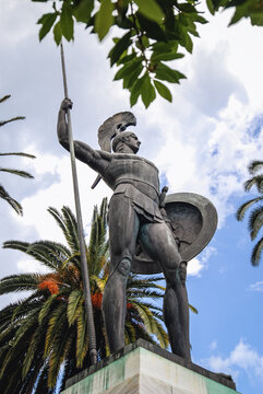 Corfu Island, Greece - June 6, 2008: Achilles statue in gardens of Achilleion, palace of Elisabeth of Austria - Sisi on Corfu Island