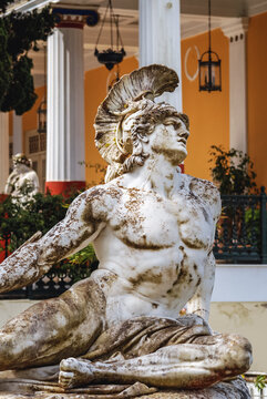 Corfu Island, Greece - June 6, 2008: Dying Achilles sculpture in Achilleion - Sisi palace in Gastouri village, Corfu Island