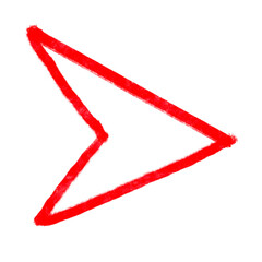 Red arrow pointer, arrow pointing line hand drawn icon