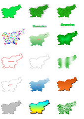 Karten von Slowenien ClipArt Farbe und schwarz-weiß Karte 