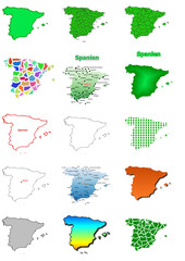 Karten von Spanien ClipArt Farbe und schwarz-weiß Karte 