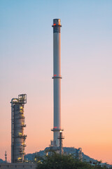 Oil refinery in the petrochemical industry area.