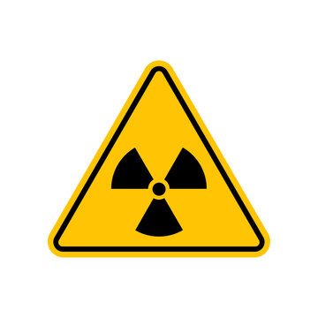 Set of triangular warning symbols with exclamation mark. Radiation.. Vector illustration