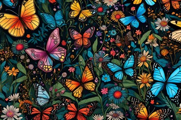 Fototapeta na wymiar pattern with butterflies