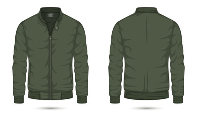 Men's zipper jacket mockup front and back view - obrazy, fototapety, plakaty
