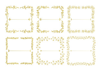 アンティークなフレーム角枠イラストセット（金）