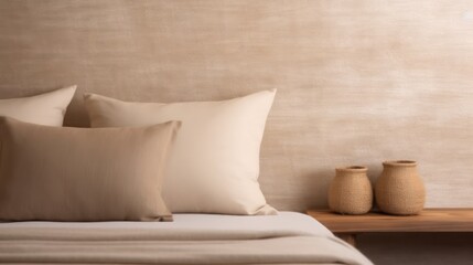 A cozy place for privacy. Cozy atmosphere of a small country house, illuminated by the dim light of a night lamp standing on the bedside table.