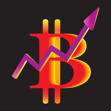 Bitcoin icon with up arow