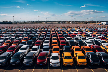 Cars in a row. Car sales