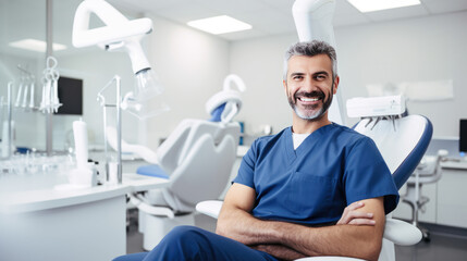 Obraz premium Portrait of male dentist in clinic