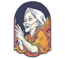 Old women hallowen ghost vector