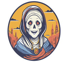 Old women hallowen ghost vector