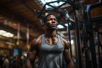 Fototapeta na wymiar Fitness Enthusiast: African American Male Exercising