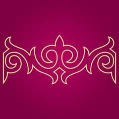 Vintage ornate linear ornaments in Kazakh traditional style. Asian floral designs. Abstract Asian elements of the national pattern of the ancient nomads of the Kyrgyz, Mongols, Kazakhs, Tatars.