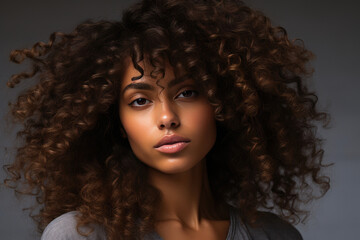 Fototapeta premium Elegance Personified: 21-Year-Old Black Beauty in Matte Glam