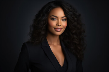 Graceful Confidence: Long-Haired Black Woman in Professional Attire