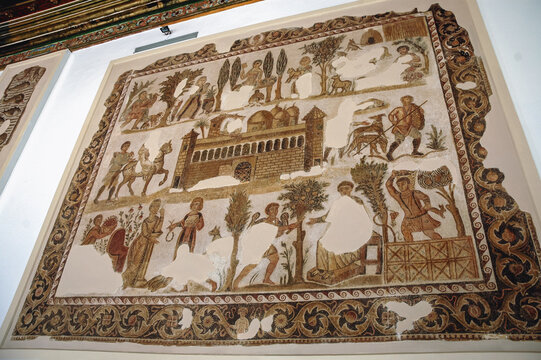 Tunis, Tunisia - October 18, 2006: Mosaic of Dominus Julius in Sousse Room in Bardo National Museum in Tunis city