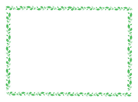 Vector green frame with leaves, vector floral leaves for text and picture