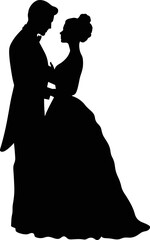 romantic couple silhouette. silhouette of couple at wedding. AI generated illustration.