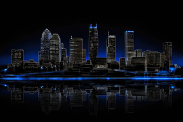Futuristic Neon Dallas Skyline