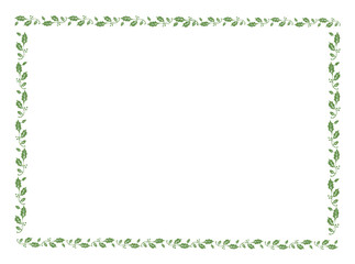 Vector green frame with leaves, vector floral leaves for text and picture