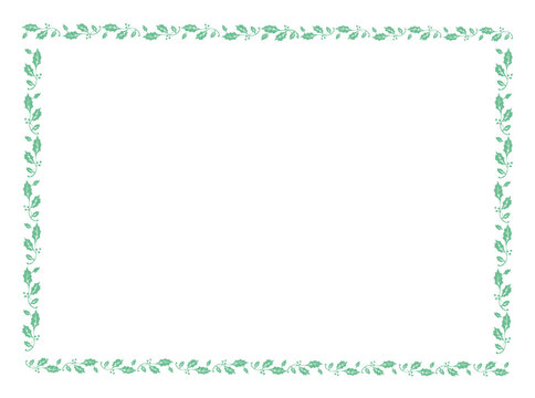 Vector green frame with leaves, vector floral leaves for text and picture