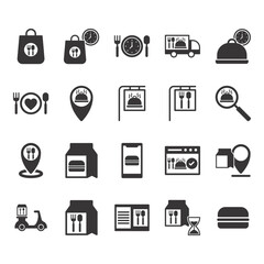 Online Food Delivery Icon Set Sign Symbol