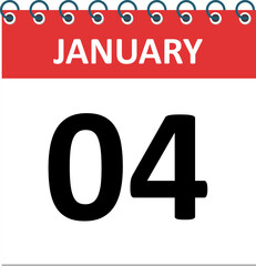 Calendar date icon 4th day of january month
